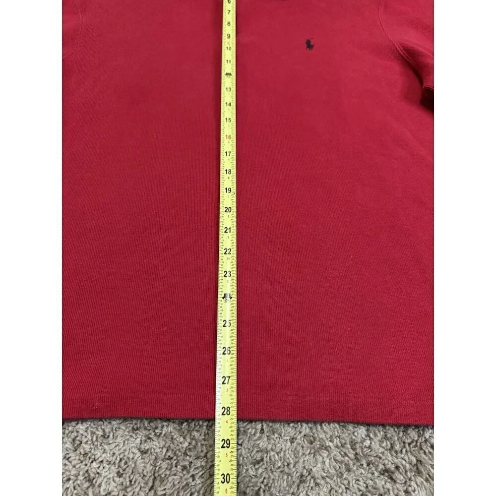 POLO RALPH LAUREN VTG Men Sweater Red Pony Quarter Zip Knit Sweatshirt Preppy XL
